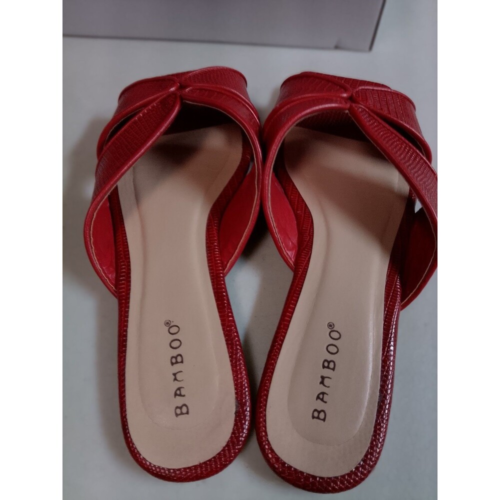 Bamboo REDLZD Block-04 Red Lizard Textured Slide Sandals Mules Square Toe Size 7 - Picture 11 of 13